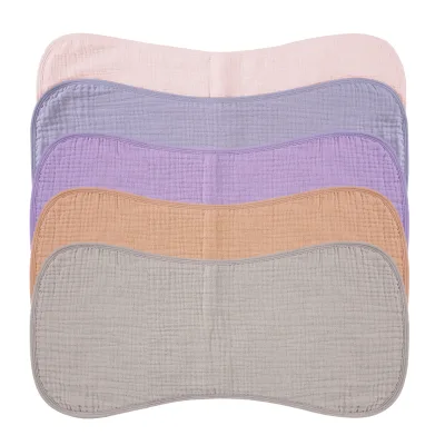 Wholesale Absorbent Soft Peanut-shaped Burp Cloths Widely Usage Burp Cloth for Baby Feeding Solid Color Muslin Burp Cloth
