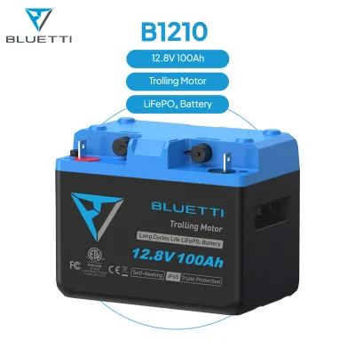 For 12.8V 100Ah Trolling Motor LiFePO4 Battery 300A Peak Discharge IP65 Rated 6000 Cycles Marine Tough Conditions Half