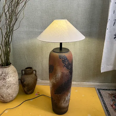 Wabi Sabi Ceramic Floor Lamp with Dome Shade Simple Design Soft Glow of Imperfection Electric Powered for Farmhouse Style