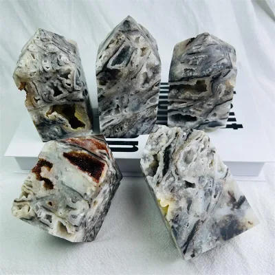 Wholesale 4 facets natural reiki gemstone wands healing folk crafts druzy sphalerite crystal tower points