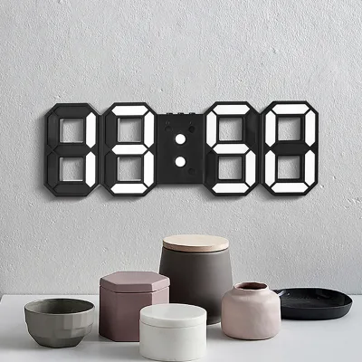 Multi Function Calendar Temperature Alarm Clock 3D Smart ABS USB Powered American Style Luxury Wall Clock Best Selling Living