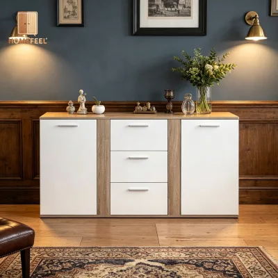 16mm Thick MDF Melamine 60Kg Weight 155cm Wide White Chest Drawers for Modern Home Interior Storage Solutions