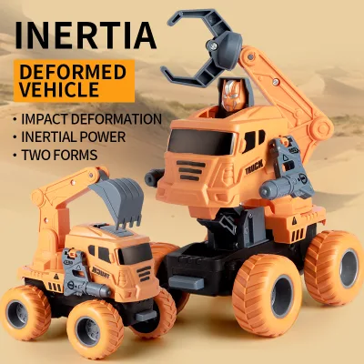 ECo-Friendly Non-Toxic Friction Go Car Durable Friction Powered Vehicle Toy Collision Deformation Engineering Truck
