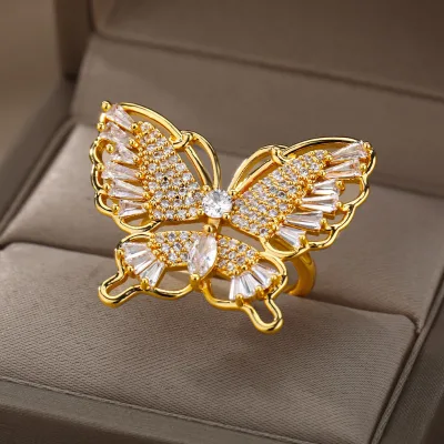 Jachon Silver Plated Women's Knuckle Ring Cubic Zirconia Butterfly & Crystal Bow-Knot for Wedding or Anniversary Jewelry