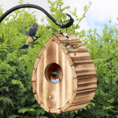 Wooden Birdhouse for Outside,Hanging Small Bird Houses Wild Bird Nesting Box Outdoor Bird House for Bluebird,Finch,Cardinals