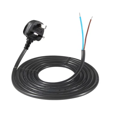 British BS Plug 3Pin UK Plug to Open End Cable Stripped Bare Ends Power Extension Lead
