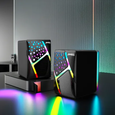 Rainbow Lighting Desktop Computer Gaming Mini Wired Speaker USB2.0 Portable for Home Theatre Fashionable Fashion Plastic Cabinet