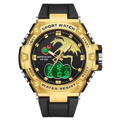 SNADA New Men's Watches Sports Electronic Wristwatch Waterproof Fashion Fluorescent Dual Display Digital Quartz Watch 3171