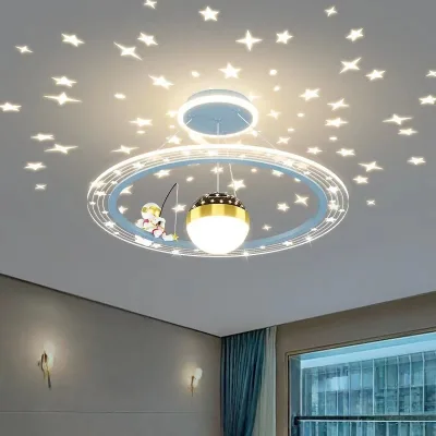 Macaroon Child Room Lamp Full of Stars Pendant Light Blue Pink Children's Bedroom Chandelier Ceiling Light