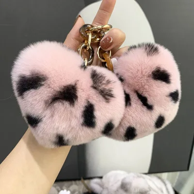 Fur Rex Rabbit Fur Keychain Heart-shaped Bag Pendant Personalized Cute Plush Ball Hanging Ornament Gift