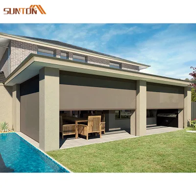 Outside Patio Waterproof Window Rolling Curtain Remote Control Motorised Zipper Screen Roller Blind for Sun Shading