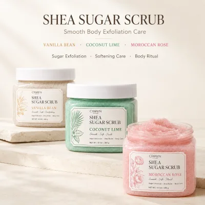 Wholesale Organic Skin Soften Exfoliating Moisturizing Nourish Moroccan Rose Fruit Shea Sugar Body Scrub for All Skin Types