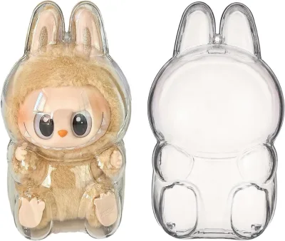Transparent Clear Protective Case Shell for Popmart LABUBU Monsters Exciting Macaron Have a Seat Acrylic Display Show Case Cover