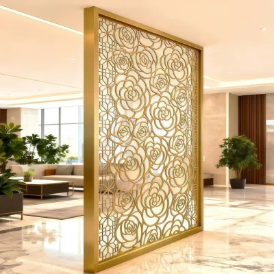 Luxury-Style Indoor Garden with Customized Metal Screen Patterned Fence Screen Laser Engraving