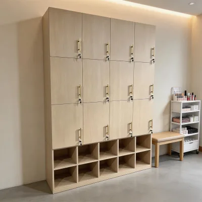 Modern Beauty Salon Storage Cabinet Staff Locker Custom Wooden Locker Cabinet for Nail Salon Furniture OEM
