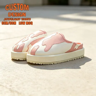 New  Closed Toe Custom Mules Flat Slip on Custom logo Puffy Slippers Men Daily Wear Casual Comfortable Mules Big Size