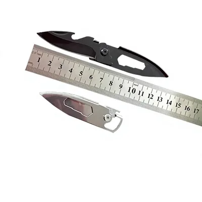 Outdoor Multi-function Keychain Willow-leaf-shaped Stainless Steel Folding Dual-opening Mini Portable Tool Wilderness Knife