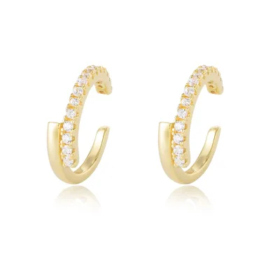Customize Fashion 925 Sterling Silver Minimalist CZ Cuff Earrings Temperament All-match Silver Jewelry for Girls
