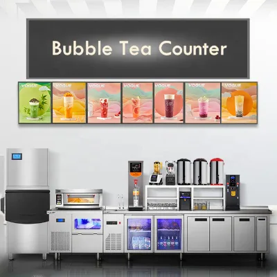 Stainless Steel Counter Equipment for Bubble Milk Tea Shop One-Stop Solution with Ingredient and Tax Free Shipping