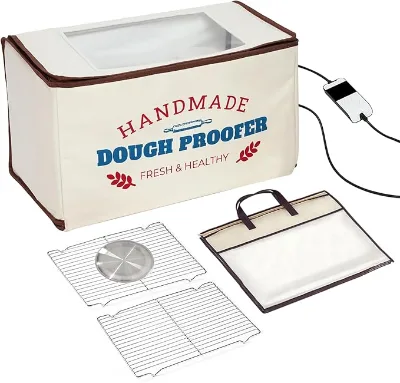 Extra Large Folding Dough Proofing Box with 3-Sided Heating, Temp Control (50-130℉), 24-Hour Timer, Beep Alert