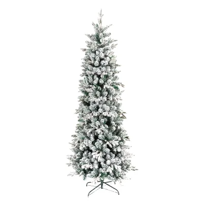 High-Quality White Midium-Sized Unlit 6-6.5Ft Slim PE Christmas Tree With Foldable Metal Stand