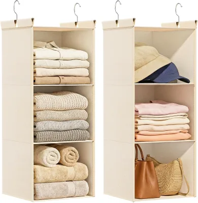 Highly Popular Large-Capacity Foldable Canvas Hanging Wardrobe Organizer Bag-Eco-Friendly Durable Wall-Mounted for Bedroom