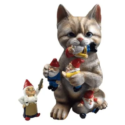 Evil Cat Garden Gnome Statue for Office Decoration