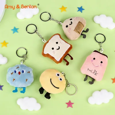 Plush Keychain Bread Milk Cartoon Food Mini Plush Toys Decoration for Kids School Gifts
