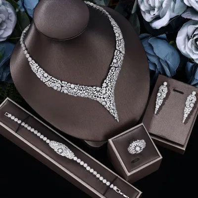 BAOYI CZ Luxury Dubai Jewelry Set for Women Wedding Party Crystal Indian African Necklace Earring Set