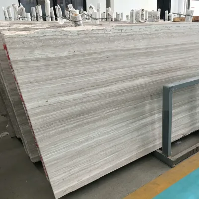Advanced Natural White Wood Grain Marble Slab Indoor Living Room Kitchen Can Be Customized with Modern Style Decoration