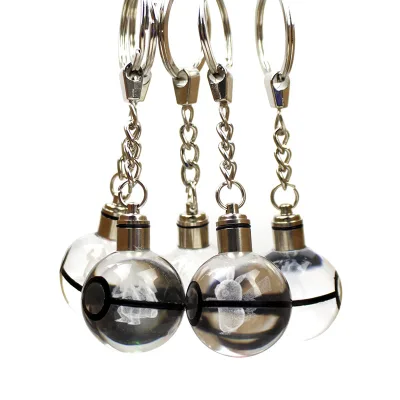 Custom 3D Pocket Crystal Ball Keychain with 7 Colors LED Lights 11x3x3cm Comes with Gift Box