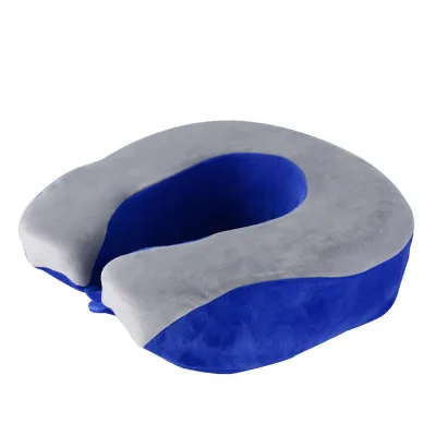 Custom Logo Short Plush Fabric U-Neck Travel Pillow Elastic Soft Memory Foam Filling with Massage Feature