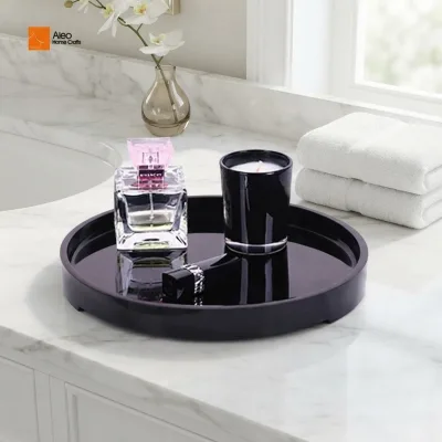 Durable Ink Black Resin Tray Ring Holder Bathroom Vanity Storage Top Table Organizer Cosmetic Jewelry Serving Home Use