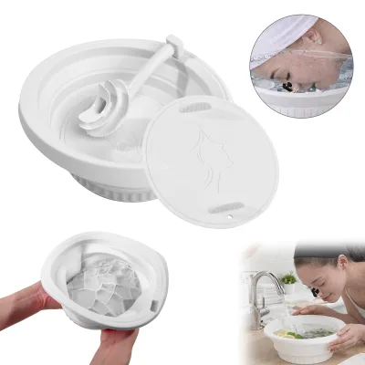 Patent Design Breathable Facial Ice Basin Foldable Ice Facial Bowl with Breathing Tubes Ergonomic Silicone Face Ice Bath Basin