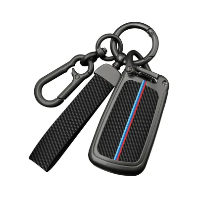 Low MOQ Carbon Fiber Car Key Case Fob Zinc Alloy Cover Box Package or Opp Bag