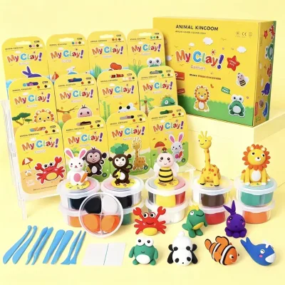 12 Packs Animal Themed Air Dry Clay Kit Educational Creative Lightweight Caly Craft Box for Gifts
