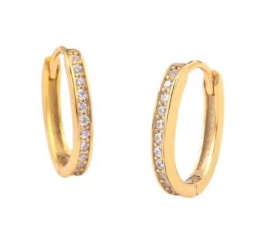 Elegant Minimalist 925 Silver Jewelry Gold Plated Small CZ Earring Hoop Trendy Custom Tailored Zircon for Party or Gift