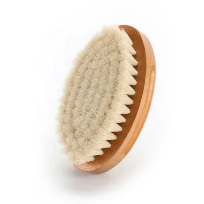 Oval Shape Natural Beech Wood Soft Goat Bristle Baby Hair Brush Men's Beard Brush Wool Hair Sweeper Crush Hair Brush