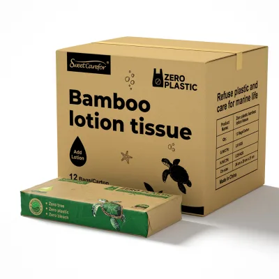 Plastic Free Packaging Lotion Tissue Factory Price Zero Plastics Ultra Soft Facial Tissue 100% Compostable Facial Tissue