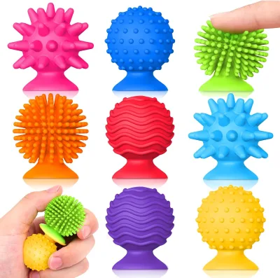 Squishy Sensory Fidget Toys, 8 Pack Textured Suction Toys for Autism Kids, Calm Down Toy for Girls Boys