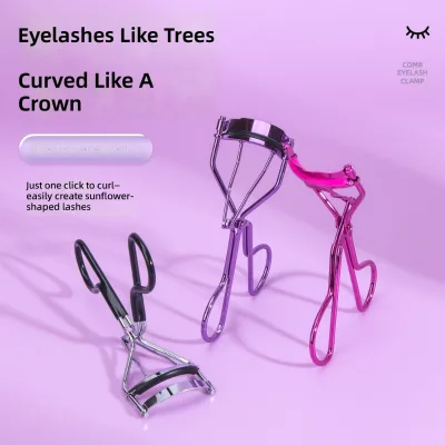 Professional Metallic Purple Eyelash Curler Comb Clamp One Click Quick Curl Tool Natural Sunflower Lash Salon Makeup