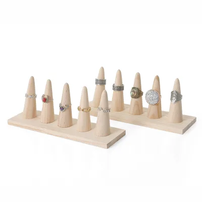 Wood Finger Ring Stand Jewelry Display Holder Showcase Display Stands