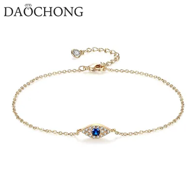 Daochong Custom 14K Gold Plated Dainty Good Luck Evil Eye Ankle Bracelet Boho Beach Foot Chain Jewelry