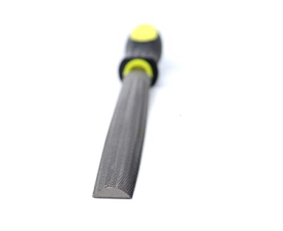 Double Cut High Carbon Hardened Steel Half Round File with Rubber Handle, 8"