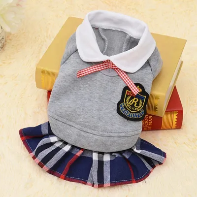 Factory Price School Style British Design Puppy Outfit Pet Rabbit Dog Clothes Costume Doggie Coat Clothes
