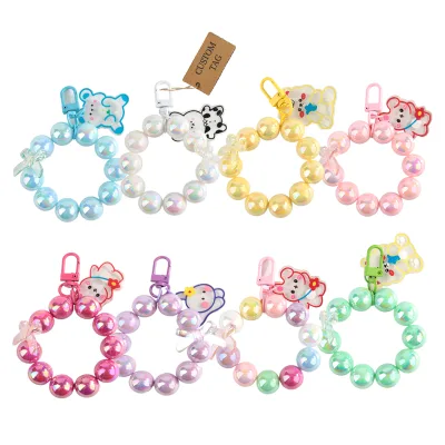 Custom Tag Cute Keychain Charms Aesthetic Y2K Beaded Wallet Keychain Key Ring for Handbag Backpack Phone Purse Gifts