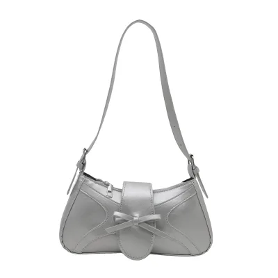 Summer 2025 Niche Design Sweet Popular Stone Zipper Bow Small Square PU Cross-Body Women's Bag