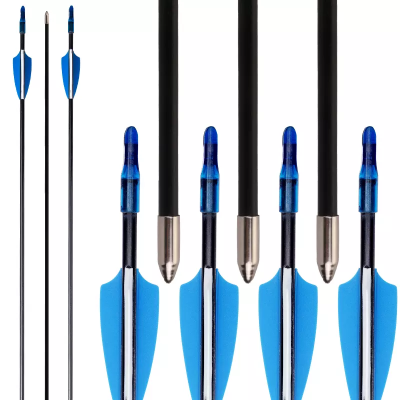 17/20 Inch Fiberglass Arrow 6 mm with Plastic Arrow Feather Crossbow Arrow for Hunting Shooting Archery