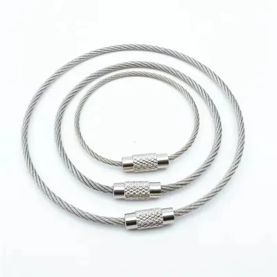 Hardware   Stainless Steel Coated Steel Wire Ring Key Ring with Tag Hanging Buckle Rope