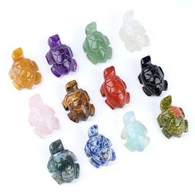 1inch Wholesale Natural Crystal Healing Stones Handmade Turtle Pendant for Home Decoration